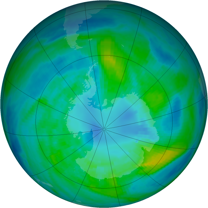 Antarctic ozone map for 10 April 1982